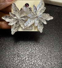Load image into Gallery viewer, Silver Floral Statement Stud Earrings