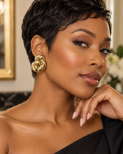 Load image into Gallery viewer, Gold Oversized Knot Flower Earrings
